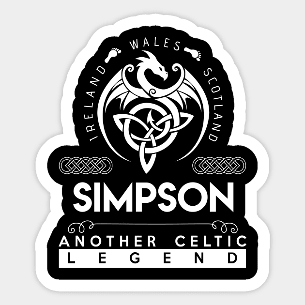 Simpson Name T Shirt - Another Celtic Legend Simpson Dragon Gift Item Sticker by harpermargy8920